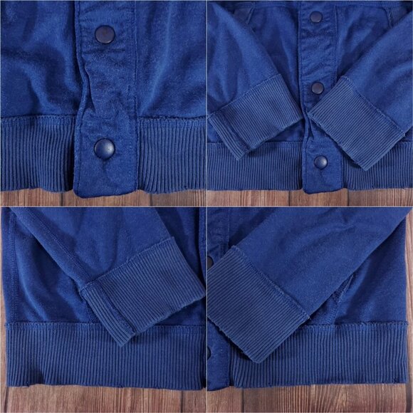 VTG Y2K Abercrombie & Fitch XL Muscle Blue Distressed Hoodie Button Front Jacket - Picture 11 of 16